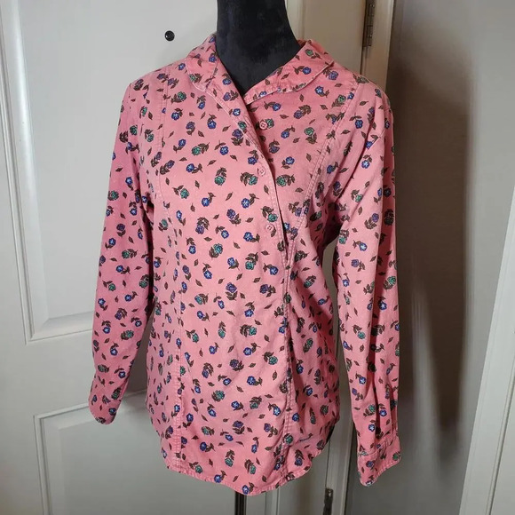 Eddie Bauer Pink Floral Print Women's Long Sleeve 100% Cotton Top Size Small - Picture 1 of 12